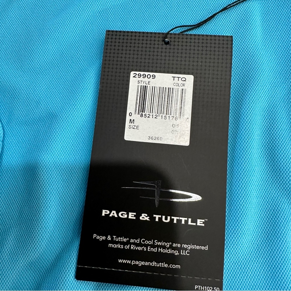 Page & Tuttle Blue Golf Polo Shirt Cool Swing Technology Size Large NEW - Picture 5 of 6
